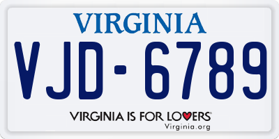 VA license plate VJD6789