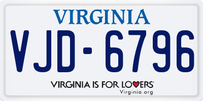 VA license plate VJD6796
