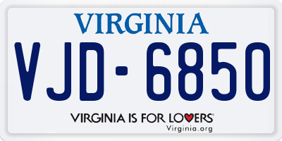 VA license plate VJD6850