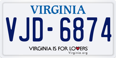 VA license plate VJD6874