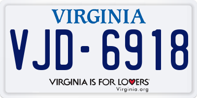 VA license plate VJD6918