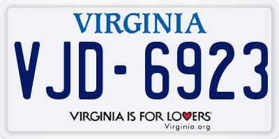 VA license plate VJD6923
