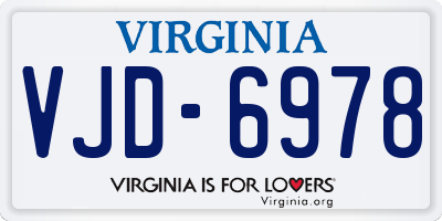 VA license plate VJD6978