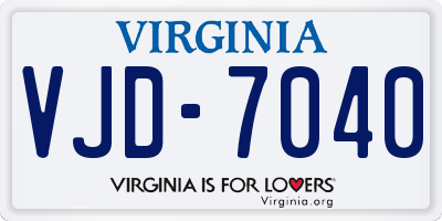VA license plate VJD7040