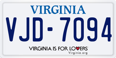 VA license plate VJD7094