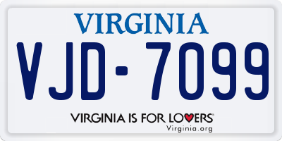 VA license plate VJD7099