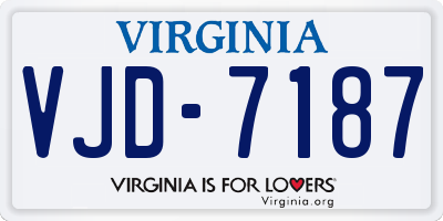 VA license plate VJD7187