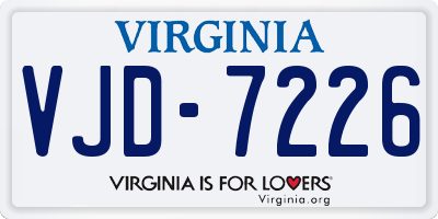 VA license plate VJD7226