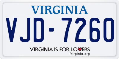VA license plate VJD7260