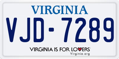 VA license plate VJD7289