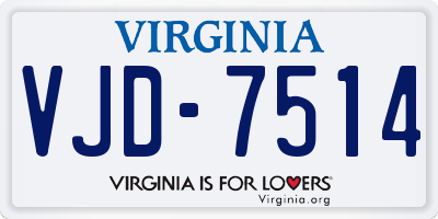 VA license plate VJD7514