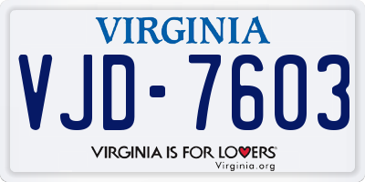 VA license plate VJD7603