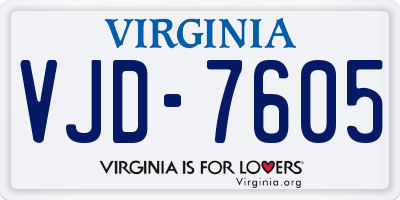VA license plate VJD7605