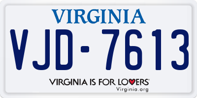 VA license plate VJD7613