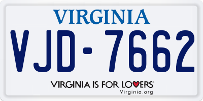 VA license plate VJD7662