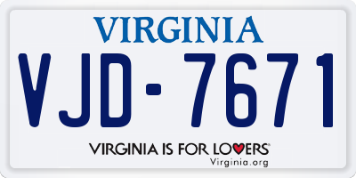 VA license plate VJD7671