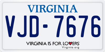 VA license plate VJD7676