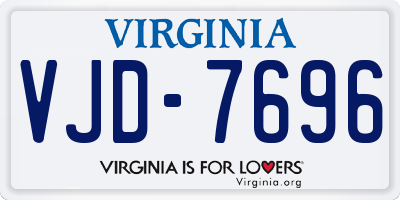 VA license plate VJD7696