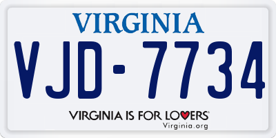 VA license plate VJD7734