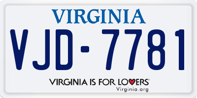 VA license plate VJD7781