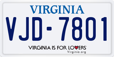 VA license plate VJD7801