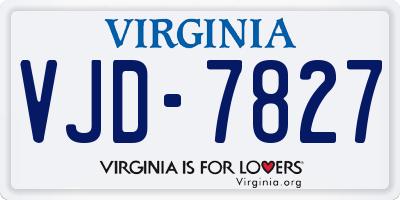 VA license plate VJD7827