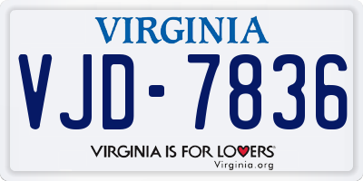 VA license plate VJD7836