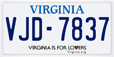 VA license plate VJD7837