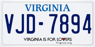 VA license plate VJD7894