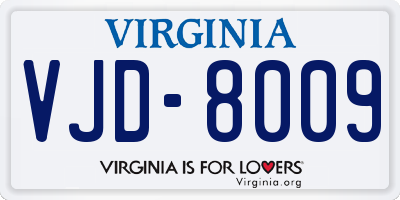 VA license plate VJD8009
