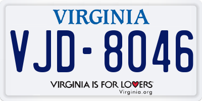 VA license plate VJD8046