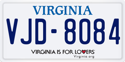 VA license plate VJD8084