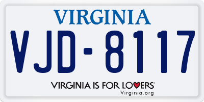VA license plate VJD8117