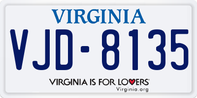 VA license plate VJD8135