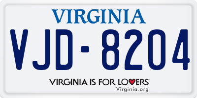 VA license plate VJD8204