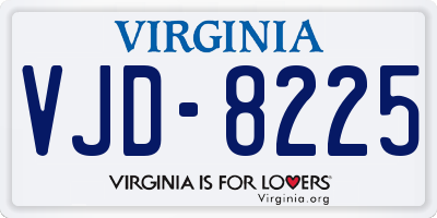 VA license plate VJD8225