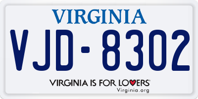 VA license plate VJD8302