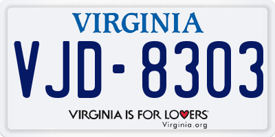 VA license plate VJD8303