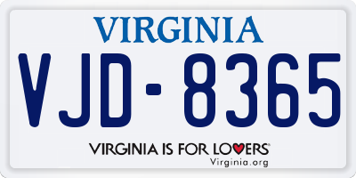 VA license plate VJD8365