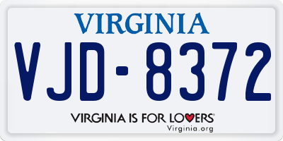 VA license plate VJD8372
