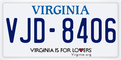 VA license plate VJD8406