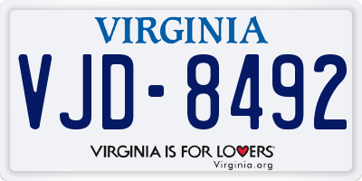 VA license plate VJD8492