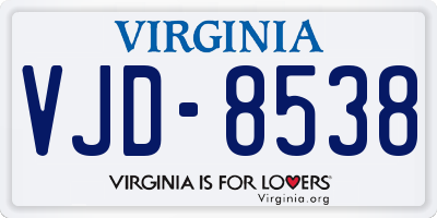 VA license plate VJD8538