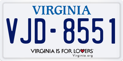 VA license plate VJD8551
