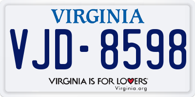 VA license plate VJD8598