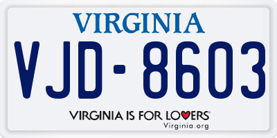 VA license plate VJD8603