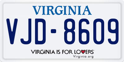 VA license plate VJD8609