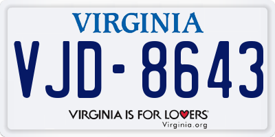 VA license plate VJD8643