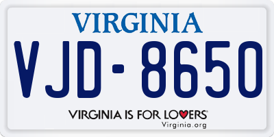 VA license plate VJD8650