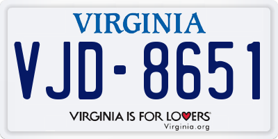 VA license plate VJD8651